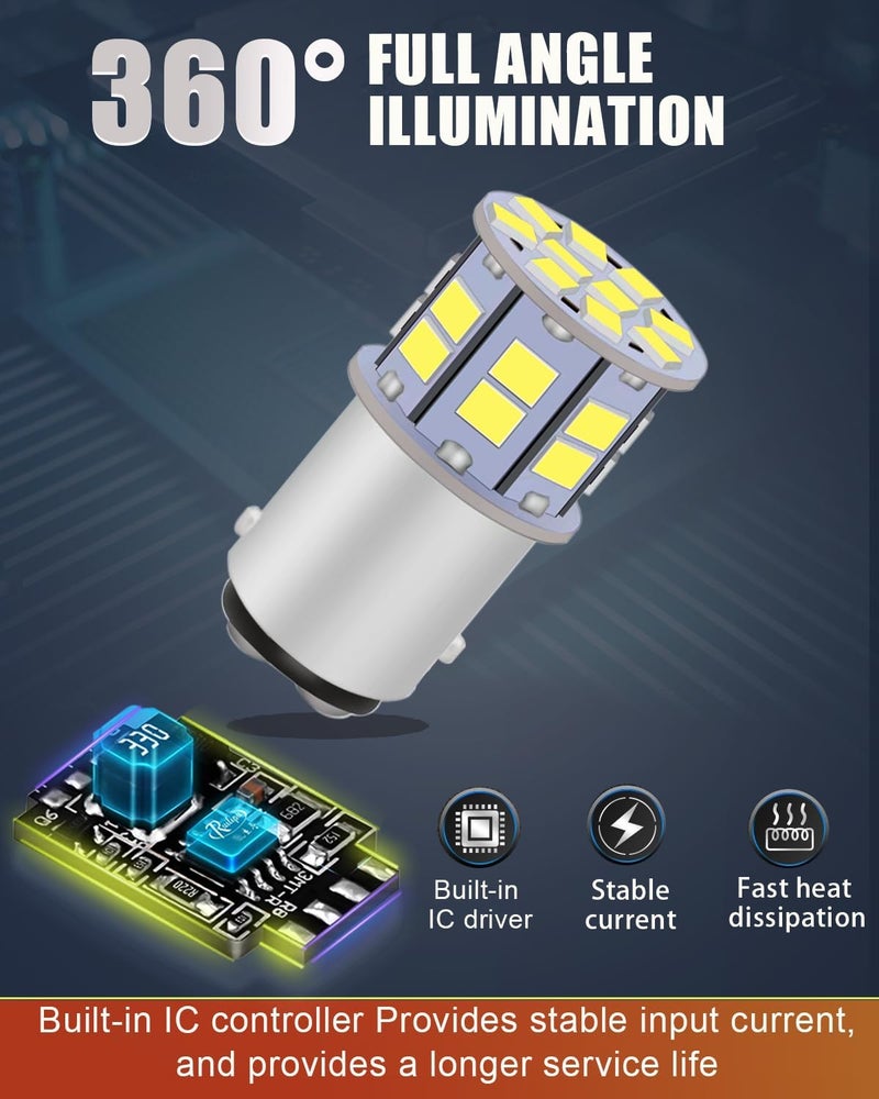 LEDYOTRY 1157 LED Bulb White, Super Bright 2057 2357 7528 BAY15D LED Bulbs for Backup Reverse Lights, Brake Tail Lights, Parking Daytime Running Lights (Pack of 4) - Image 5